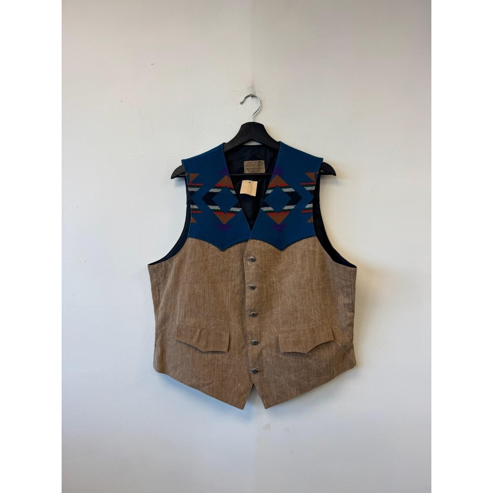 Vintage Pendleton Vest Mens 44‎ Brown Blue Wool High Grade Westernwear Western